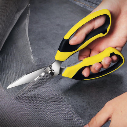 BoFuYuan Utility Scissors Heavy Duty: 8-Inch sharp Scissors All Purpose heavy duty, Serrated Blades Cut Carpet, Cardboard, Wire, Leather, Fabric, Multipurpose Shears for Kitchen, Garden, Office, Craft