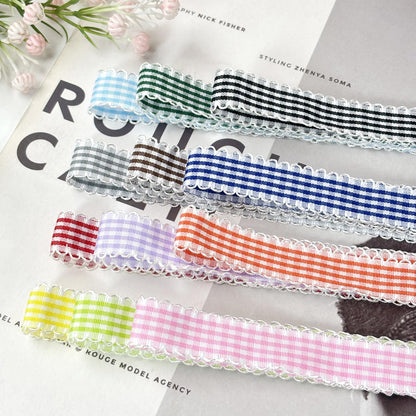 PQZKLDP Gingham Plaid Ribbon - 5/8" x24 Yards 100% Polyester Checked Ribbon for Gift Wrapping, Flower Bouquets, Wreaths - Christmas Home & Party Decor Craft Ribbon (Mixed)