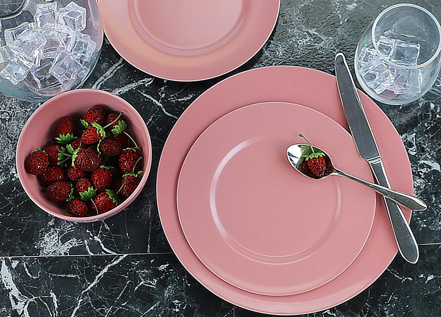 Calypso Basics Melamine Salad Plates Set of 6, 8.5 Inch, Gray, BPA-Free, Break-Resistant