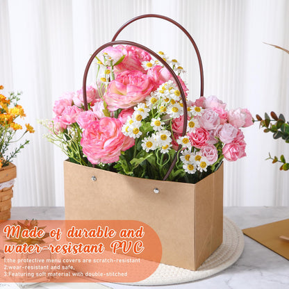 6 Set Mother's Day Flower Gift Boxes with Floral Foam Blocks, Bouquet Carrier Bags with Handle, Paper Flower Box for Bouquet, Floral Arrangement Box for Birthday, Wedding Party Favor(Brown)