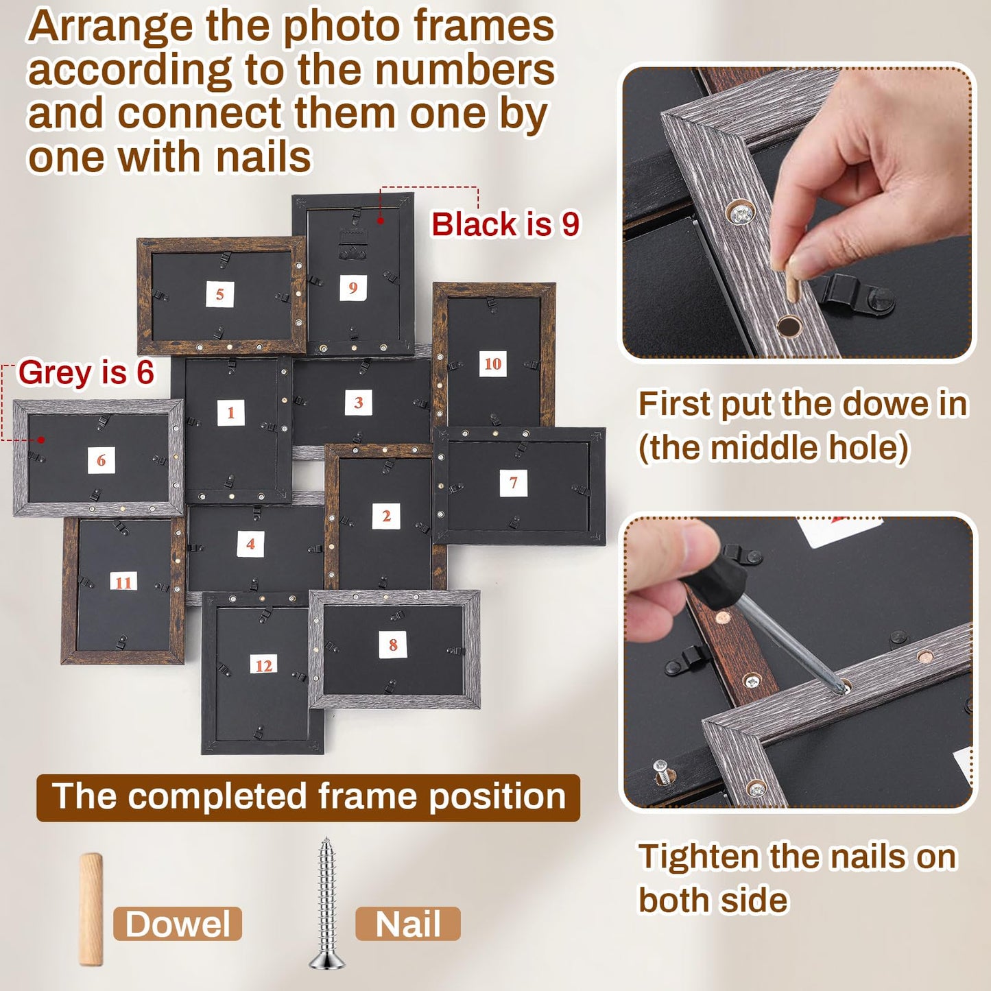 Marsui 12 Pack 4x6 Collage Picture Frames Set, Multi Family Photo Frames for Wall Decor for Farmhouse Living Room Gallery Office Hanging Display, Housewarming Birthday Wedding Valentine's Day Gifts
