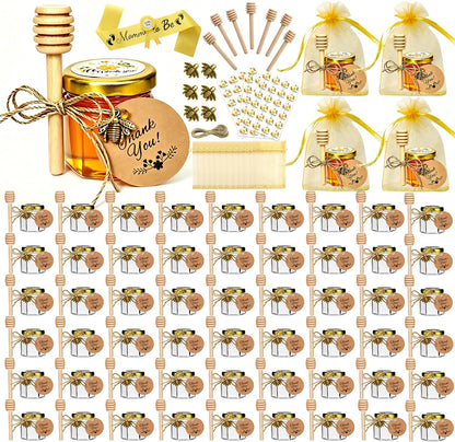 60 Pack 1.5 oz Mini Glass Honey Jars Party Favors in Bulk for Baby Shower