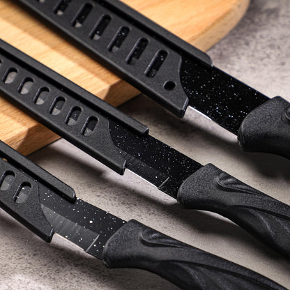 8 Pieces Universal Knife Guards Set, Plastic Kitchen Knife Covers Sleeves Knife Sheath Blade Protector, for Paring Utility Santoku Nakiri Cleaver Bread Carving Chef Knife Black