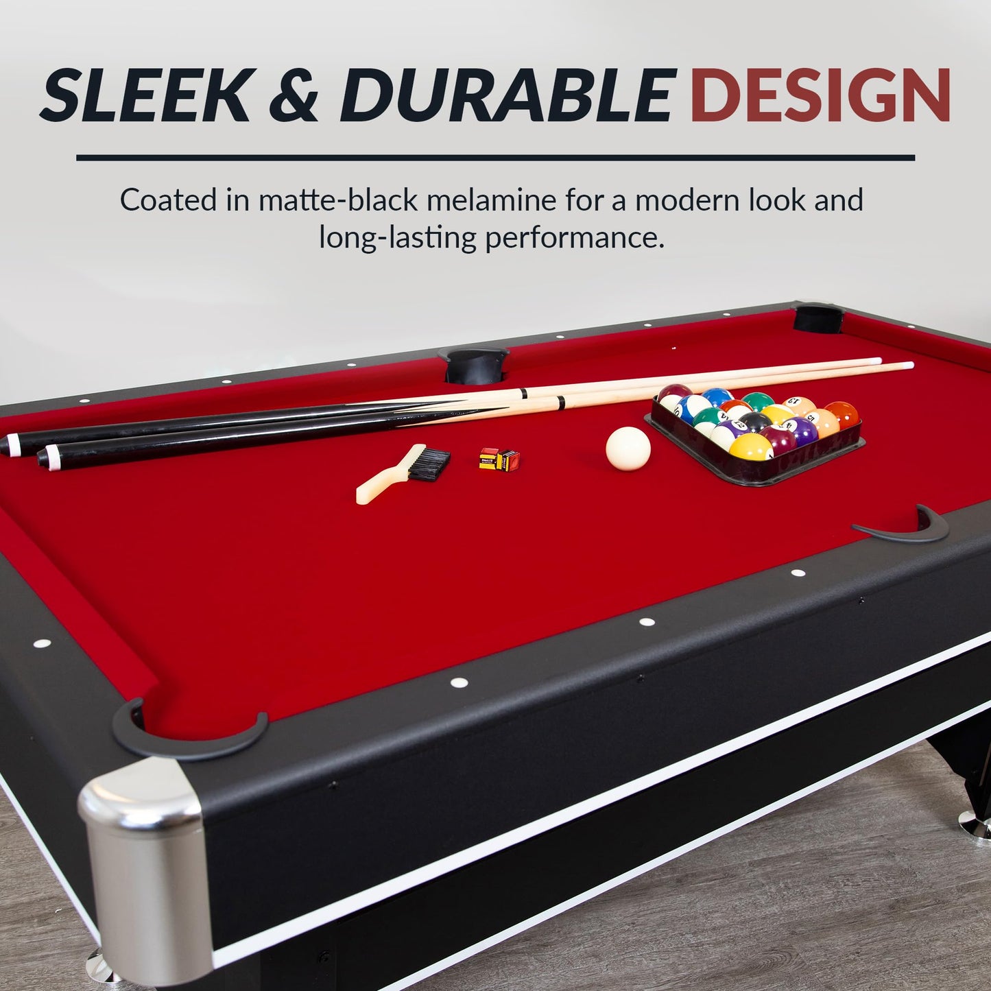 Hathaway Spartan 2-in-1 6ft Pool Table with Ping Pong Top for Game Room – with Red Felt, Engineered Wood Frame, Drop Pockets, Cues, Balls, Triangle, Chalk, Net, Paddles, Balls – Black Finish