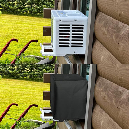 600D Outdoor and Indoor Air Conditioner Covers for U-Shaped Window Units, Adjustable Hook and Loop Straps, Dust-Proof