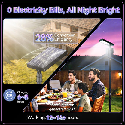 102" Solar Outdoor Street Lights with Speaker, Pole & Remote, Portable IP65 Waterproof LED Solar Flood Motion Post Light, Dusk to Dawn Solar Floor Lamp for House, Yard, Garden, Patio, Garage, Driveway