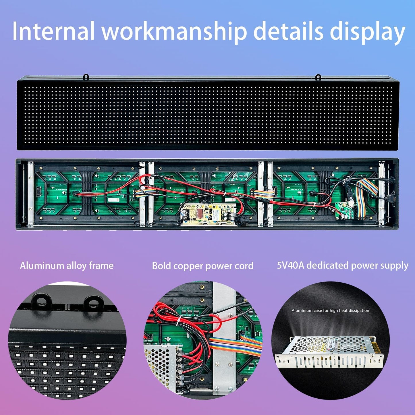 P10 Programmable Scrolling Led Sign Outdoor Signs For Businesse Custom Message Board Digita Display Advertising Screen Bar Word Light Wifi Control High Brightness Neon Sign 39"X8"