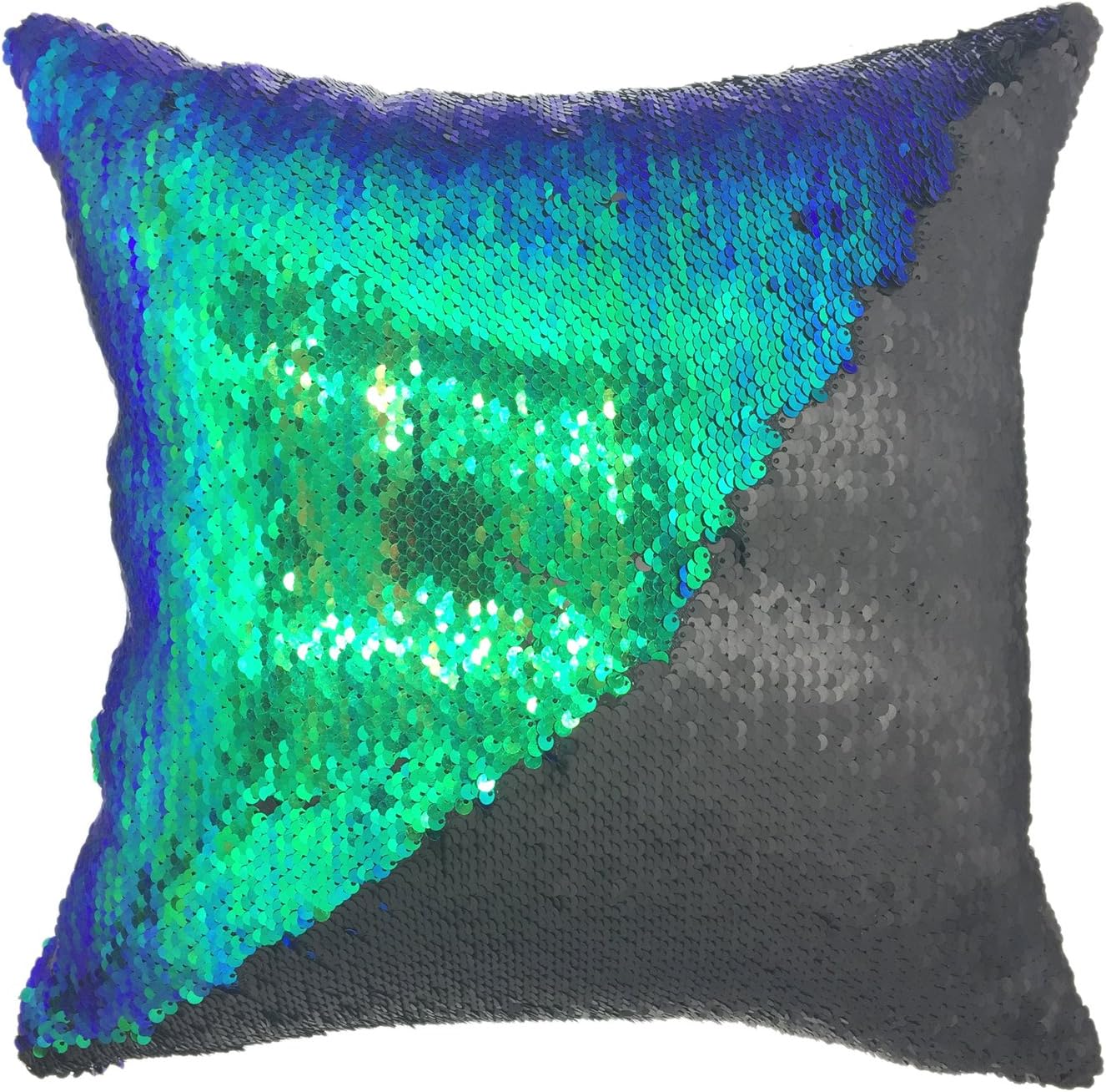 YOUR SMILE Mermaid Throw Pillow Case, Magic Reversible Sequins Decorative Cushion Cover, 16 x 16 Inches