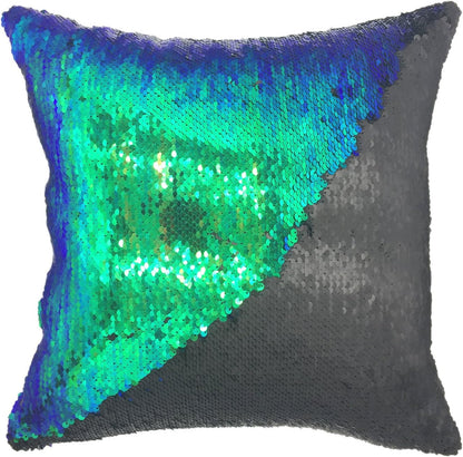 YOUR SMILE Mermaid Throw Pillow Case, Magic Reversible Sequins Decorative Cushion Cover, 16 x 16 Inches