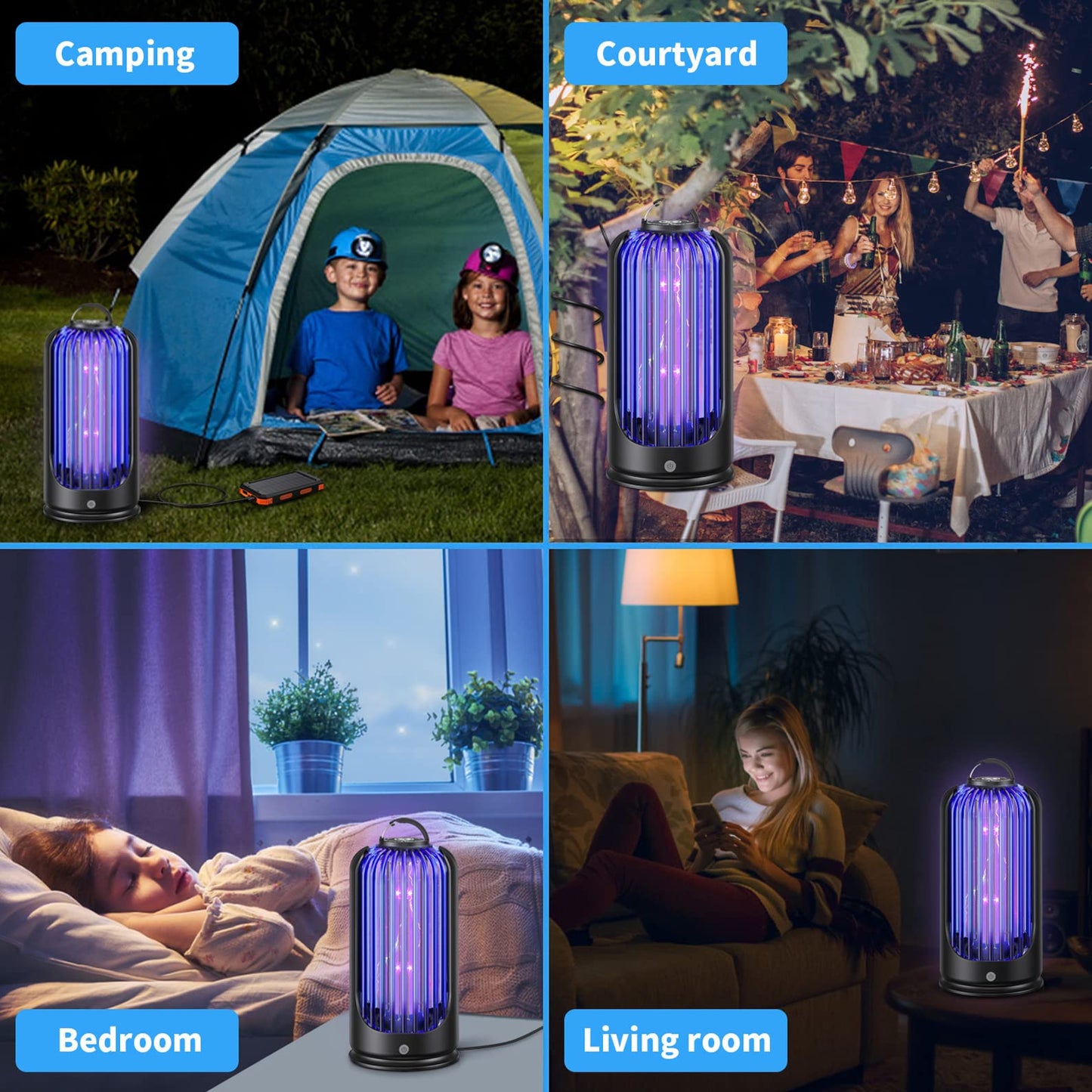 Bug Zapper for Indoor Outdoor, Rechargeable Mosquito Zapper with 3600V High Powered, Electric Pest Control Insect Fly Zapper Can Attract Gnats, Mosquitoes, Flies, Moths for Home, Patio