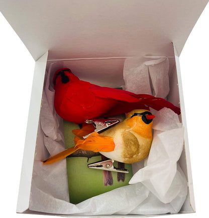 Westmon Works Cardinal Decor Set with Clip, Male and Female Love Bird Cardinals with Story Card