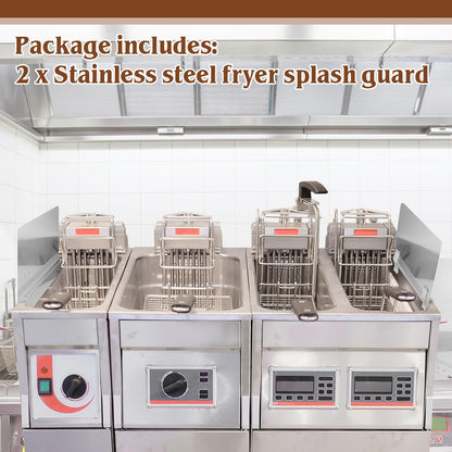 Ferraycle 2 Pack 20-1/2" W x 9" H 304 Stainless Steel Fryer Splash Guard for Stove & Kitchen, Oil Splatter Screen Protection, Heavy Duty Grease Barrier for Frying, Grilling, Easy Clean, Universal Fit