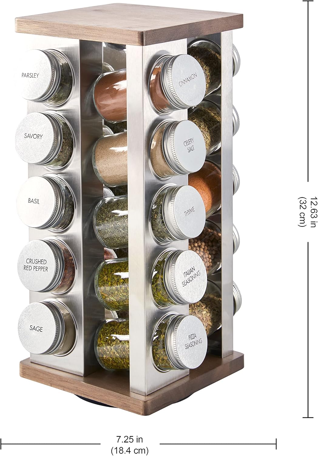 20 Countertop 5 Kamenstein Jar Vintage Spice Rack with Spices Included, Revolving Spice Organizer with Glass Jars