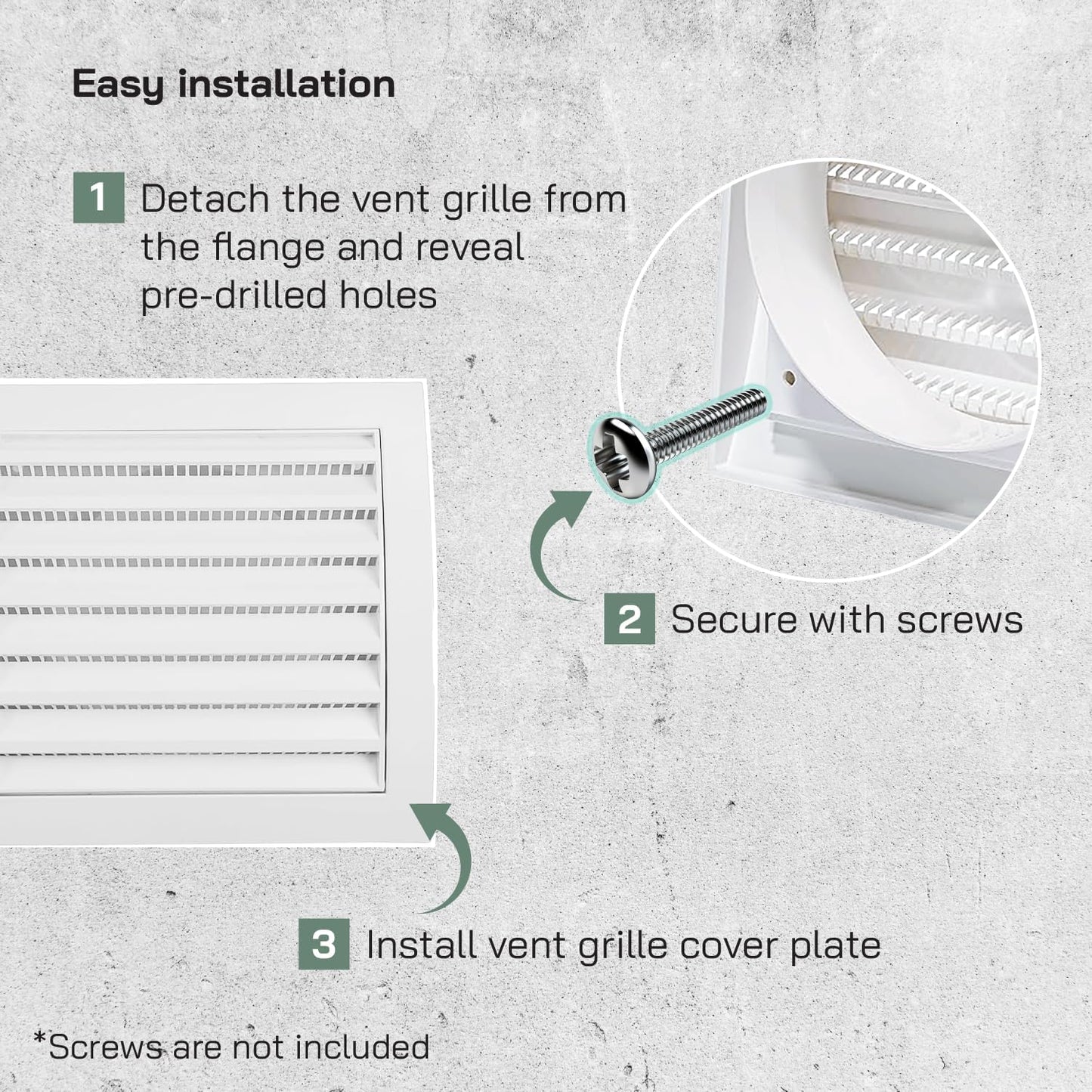Vent Systems 4'' Inch White Pack of 2 Air Vent Covers for Dryer Vents and Bathroom Exhaust, Black Louvered Cover