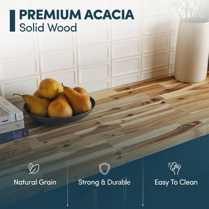 AllForWood 60''L x 36''W x 1.5''Th Acacia Solid Wood Butcher Block Countertop, Butcher Block Table Top for DIY Washer Dryer/Island/Kitchen Countertop (Unfinished)