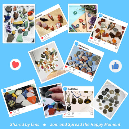KomeStone Rough Raw Colorful Rocks & Rock Tumbler Polishing Refill Grits, High Performance Polishing Grits and Crystal Stones for Another Batch of Rocks Tumbling, Suitable for All Rock Tumblers