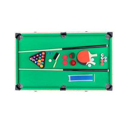 KICK Quatro 55" 4-in-1 Multi Game Table (Brown) – Foosball, Billiards/Pool, Push Hockey & Ping Pong
