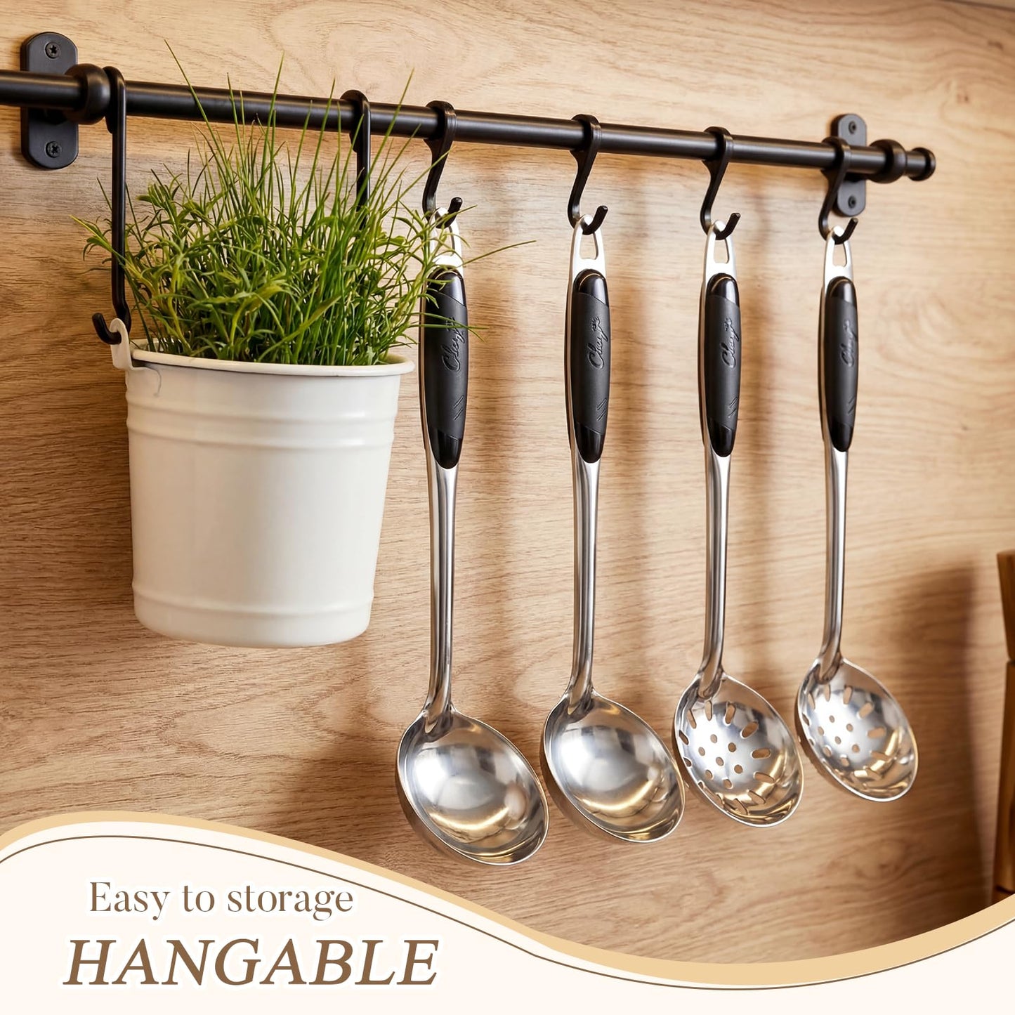 SiliFine 24 Pcs Portion Control Serving Spoons Solid and Slotted Stainless Steel Ladle Spoon 3oz Portion Scoops Cups for Kitchen Cooking Food Serving Utensils Set for Parties Buffets Home Hotels