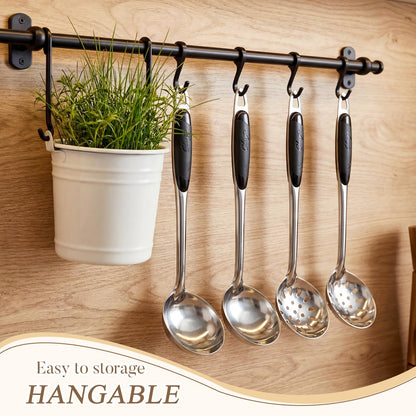 SiliFine 24 Pcs Portion Control Serving Spoons Solid and Slotted Stainless Steel Ladle Spoon 3oz Portion Scoops Cups for Kitchen Cooking Food Serving Utensils Set for Parties Buffets Home Hotels
