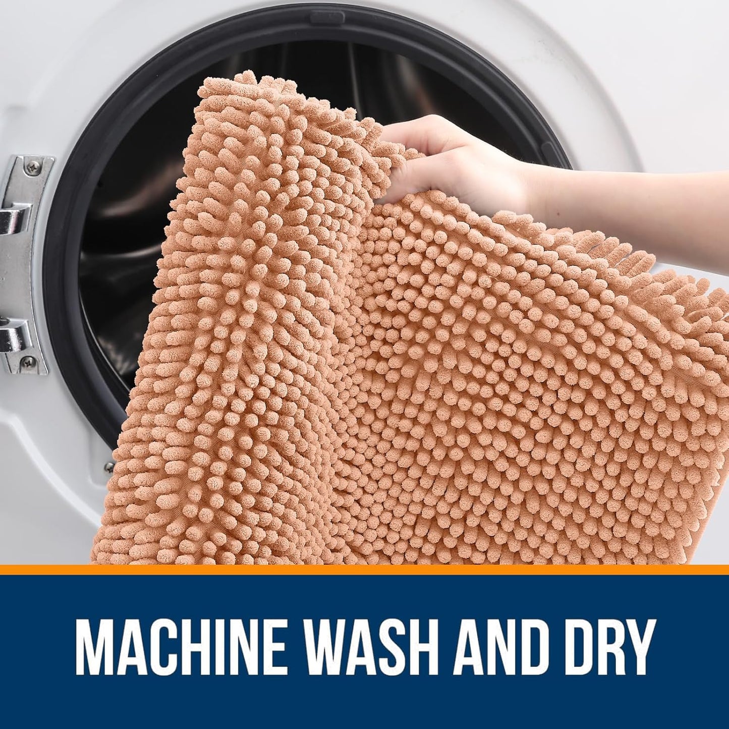 OLANLY Bathroom Rugs - Extra Soft Absorbent Chenille Mats | 36x24, Quick Dry, Machine Washable, Peach