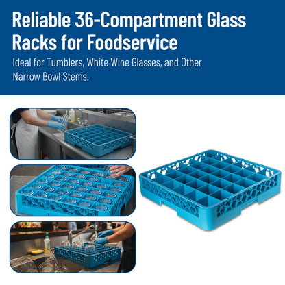 Carlisle FoodService Products RG3614 OptiClean 36 Compartment Glass Rack, 2.94" Compartments, Blue (Pack of 6)