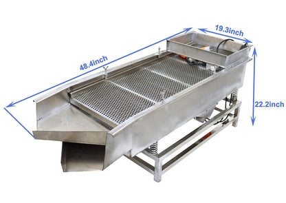 TECHTONGDA Straight Vibrating Sieve Screen Shaker Electric Linear Sifter Machine Stainless Steel Two Layers Two Motors 10mm 5mm Screen Size 15.7×37.4inch 110V
