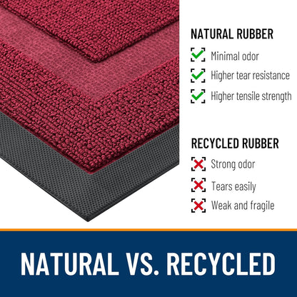 OLANLY Waterproof Front Door Mat - All-Season Indoor/Outdoor Doormat, Easy Clean, Burgundy 29.5x17