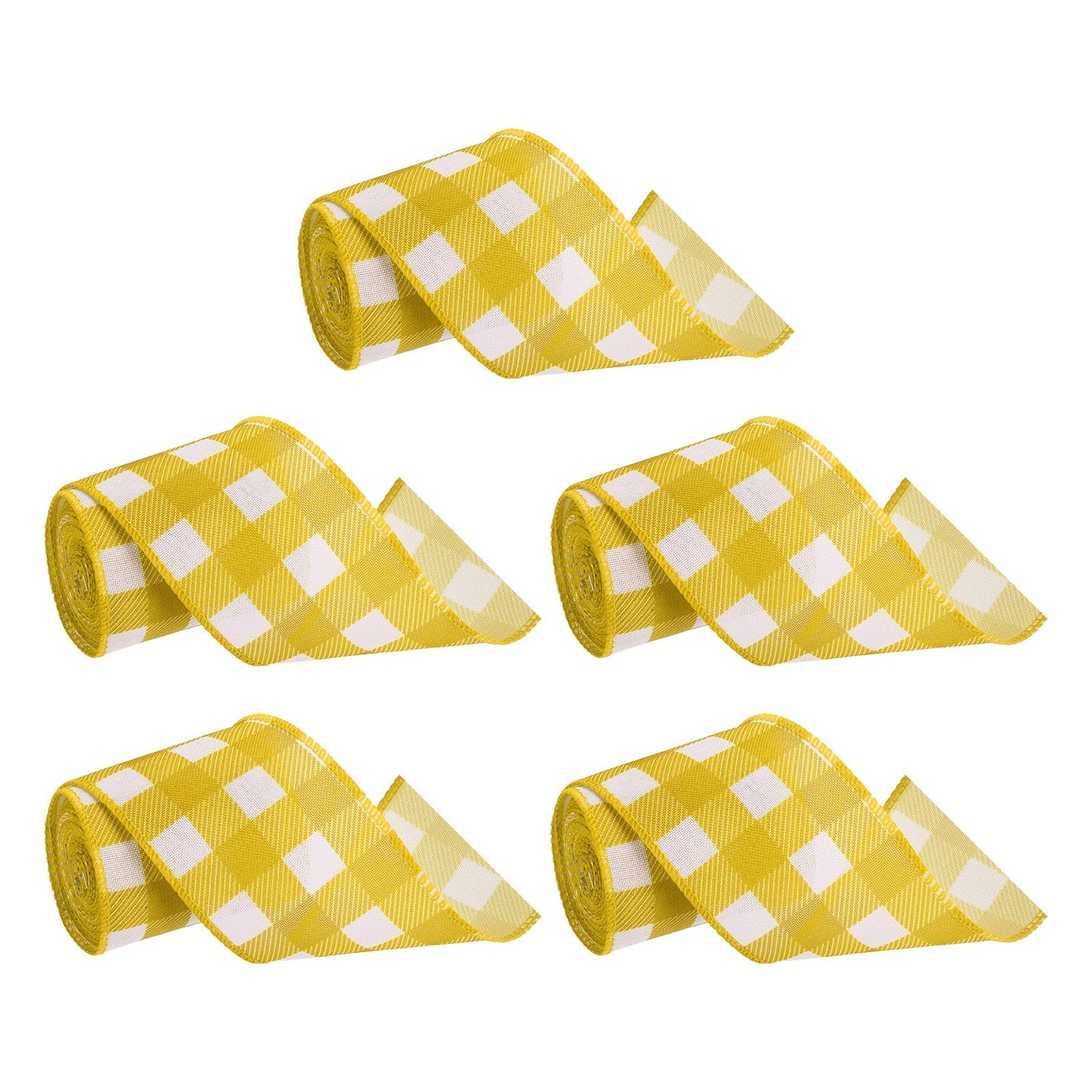 PATIKIL 30 Yards x 2.5" Buffalo Plaid Ribbon, Yellow and White Gingham Ribbon Gift Wrapping Ribbon for Thanksgiving Bow Wreath Craft Birthday Wedding