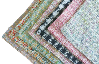 7pcs 12X12 Inches Metallic Thread Tweed Fabric Craft Bundle Squares Patchwork DIY Handmade Material Set Bundle Home Crafts Sewing Scrapbooking Quilting