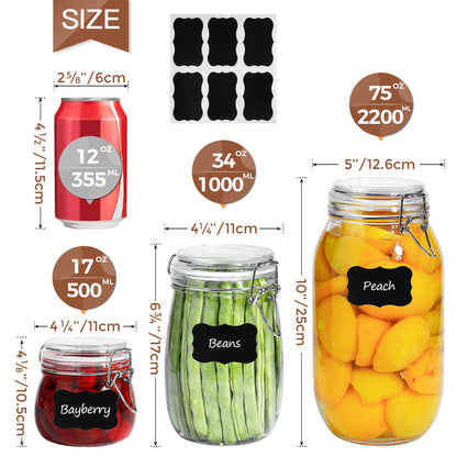 ComSaf 6-Pack 17oz Short Glass Jars for Drawers, Small Airtight Food Canisters for Spices, Nuts & Kids Snacks, Pint Sized Canning Jar Set for Jams, Pickles & Pantry Organization