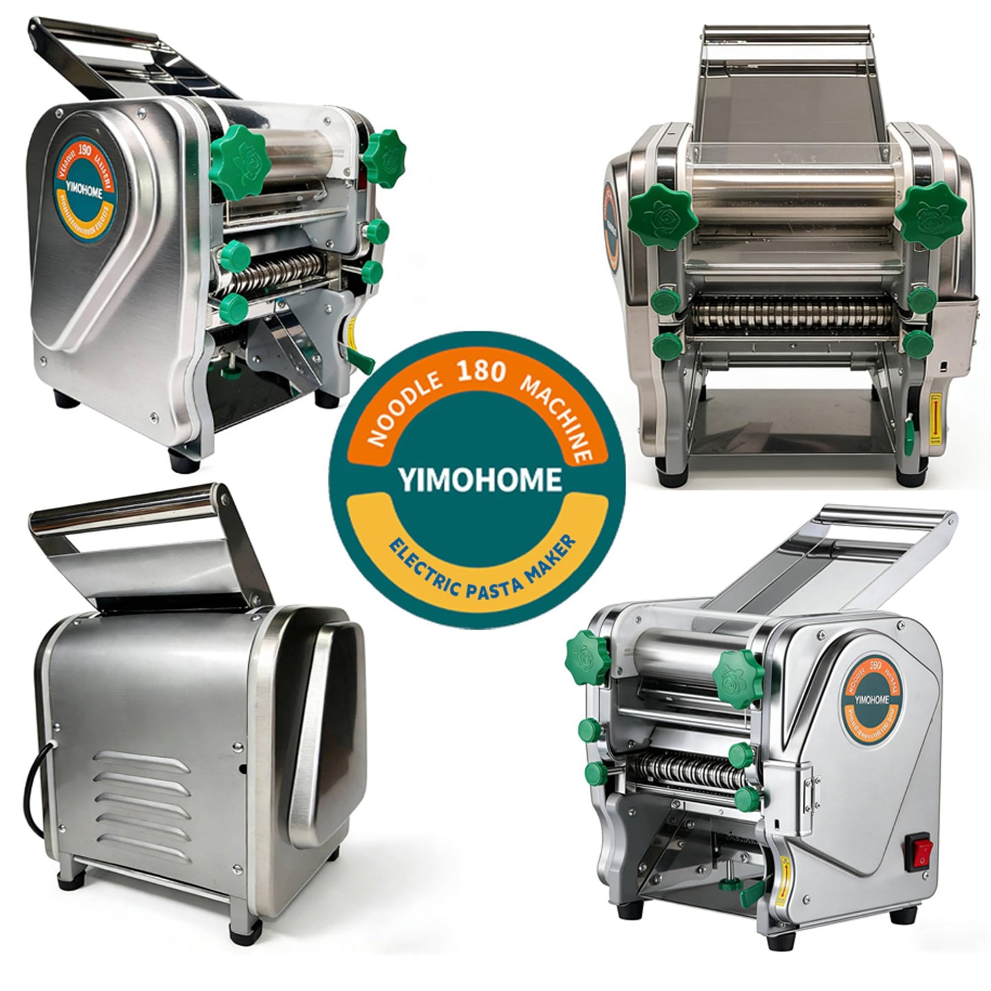 YIMOHOME Commercial Electric Pasta Maker Machine for Business Restaurant,Auto Household Noodle Maker,All Stainless Steel Dough roller,750W Strong Power Pasta Cutter,Heavy-Duty Dumpling Dough Sheeter