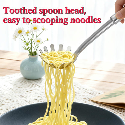 Funnydin Spaghetti Spoon and Spaghetti Tong - 12 Inch Heat-Proof Handle Spaghetti Fork and Kitchen Tong, Non-stick, Easy Storage and Dishwasher Safe Utensils for Cooking, Ergonomic Design