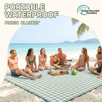 Genovega Waterproof Picnic Blanket Beach Outdoor Camping Mat Rug Extra Large Foldable Cute Big Travel Essential Accessories Gift Park Patio Lawn Garden Grass Play Music Festival Concert Must Have