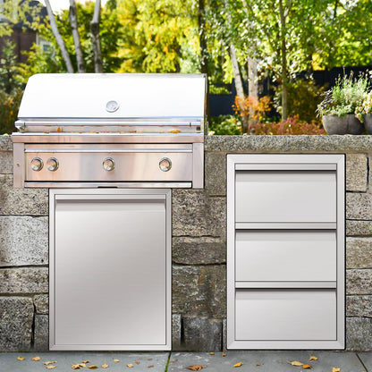RAILEN Outdoor Kitchen Drawers Stainless Steel Flush Mount BBQ Drawers for Outdoor Kitchen Island or Patio Grill Station (15Wx26Hx22D Inch)