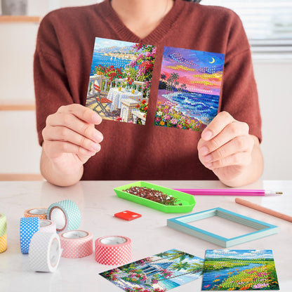 Saillong 24 Pcs Small Diamond Painting Kits Set Mini Diamond Art Set for Beginners, Full Paint Art 1-Hour Painting for Home Decor Desktop, 5.12x3.94 Inches(Landscape)