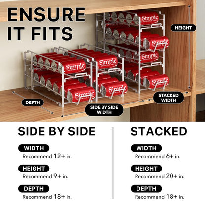 Simple Houseware Stackable Beverage Soda Can Dispenser Organizer Rack, White - 2 Pack