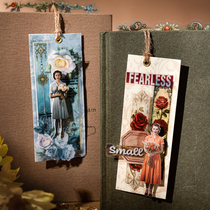 Miyouluna 120PCS PET Strip Stickers, Gothic, Rose, Baroque, Emerald, Amber and Snow Style Designs in Vintage Aesthetic, Scrapbook and Journal Labels, Transparent Waterproof DIY Supplies