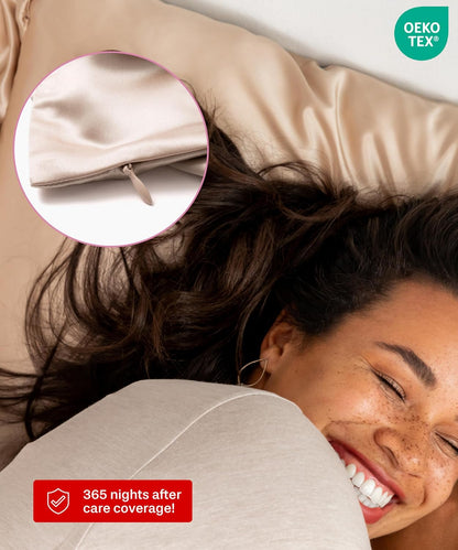 SUNDAYSILKS™ Silk Pillow Cases - 22 Momme Mulberry Silk Set of 2 | 100% Pure Slip Pillowcases for Couples - Standard/Queen/King Size [Nude Champagne]