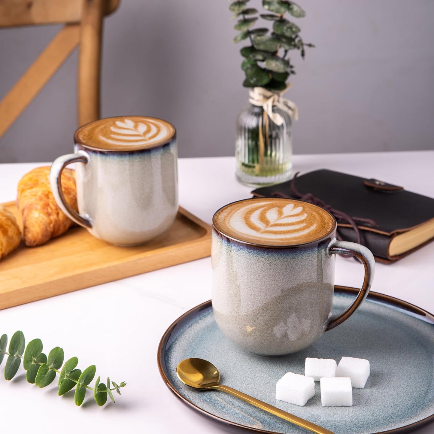 12OZ Set 6, Sets,Ideal LERATIO Ceramic Coffee Mugs of Large Porcelain Coffee Cups With Large Handle
