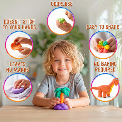 Mr.Klay Air Dry Modeling Clay for Kids - Dinosaurs DIY Art and Crafts Modeling Kit with Tools - Interactive Magic Molding Clay - Creative Learning Educational Toys for Kids