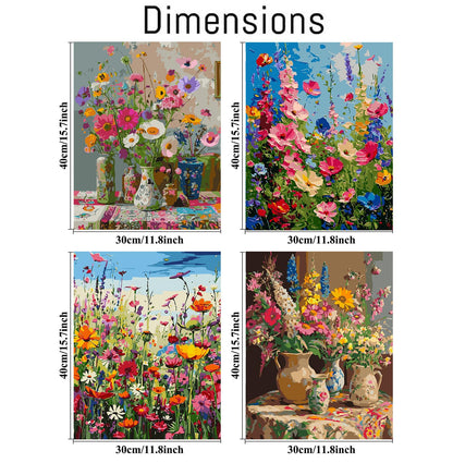 croshom 4 Packs Paint by Numbers Kit for Adults - Adult Paint by Number Kits, Flowers Painting by Numbers, Acrylic Crafts for Home Decor 11.8x15.7inch