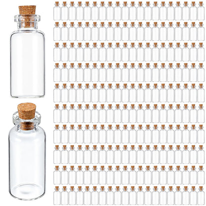 HOFURME 200 Pcs Tiny Jars with Cork Lids, 4ml Mini Glass Bottles with Cork - Clear Small Vials for DIY Crafts, Wedding Favors, Party Decorations, Spell Jars & Message Bottles