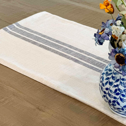 Market Place Gray Grain Sack Stripe Table Runner, 13" x 54", Gray and Cream Farmhouse Style Tabletop D cor