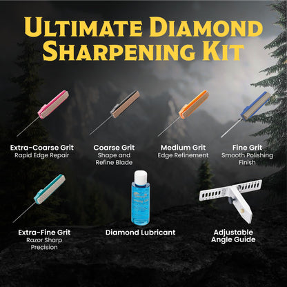 GATCO Ultimate Diamond Knife Sharpening Kit – Professional 5-Stone Guided Sharpener System with Coarse, Medium, Fine & Serrated Hones | Precision Tool w/Oil & Case for Kitchen, Field & Hunting Knives