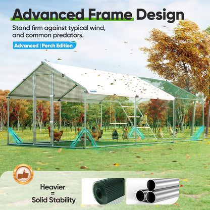 Quictent Advanced Series 18x9 ft Metal Chicken Coop Run with Climbing Ladder, Large Walk-in Outdoor Poultry Cage Heavy Duty Predator Proof Hen Duck Rabbit Farm Pen House, Waterproof Anti-UV Cover