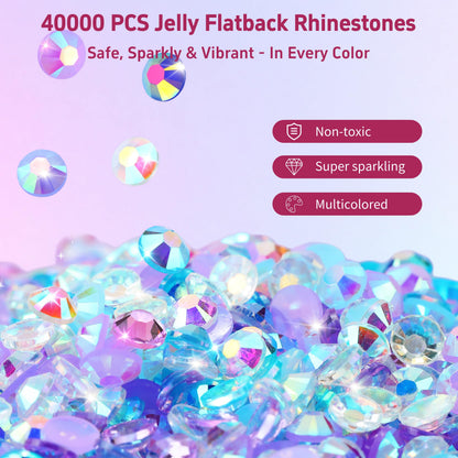 40 Colors Rhinestones Bedazzling Kit, 40000Pcs 3mm Flatback Rhinestones for Bedazzling with B7000 Glue, Tweezer & Pickup Pen, Sparkle Bedazzled Kits for Nail Art DIY Crafts Shoes Phone Case