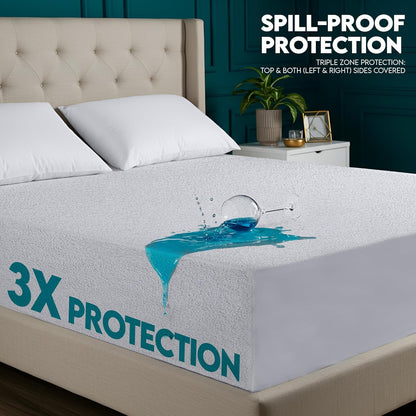 Utopia Bedding Waterproof Mattress Protector - Soft & Breathable Twin Size Dual-Sided Terry Cover