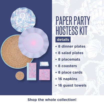 Lilly Pulitzer Party Supplies for 8 People, Pool/Dinner Party Decorations, Table Settings for Summer with Plates, Placemats, Napkins, Coasters (Palm Beach Playground)