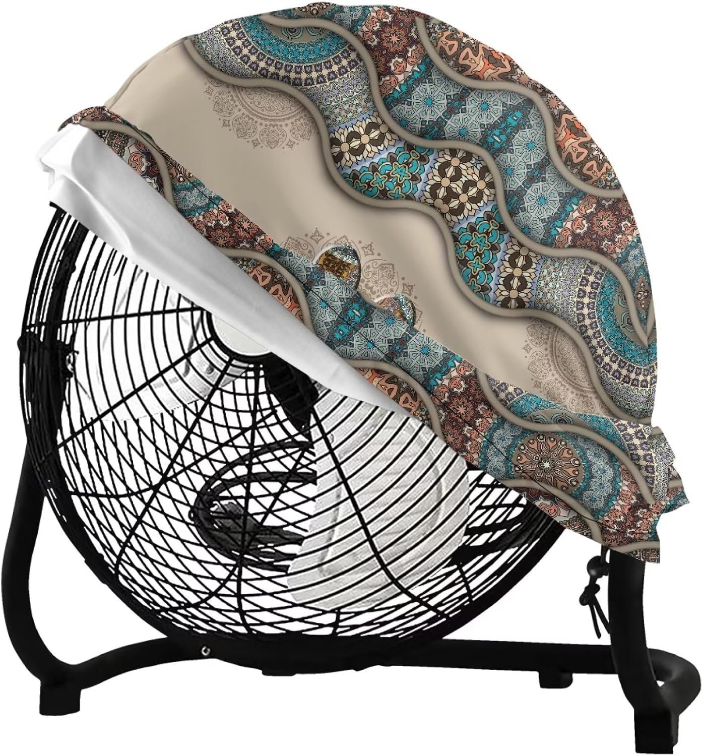 Boho Paw Print Industrial Fan Cover, Waterproof & Dustproof for 24" High Velocity Heavy Duty Drum Fan