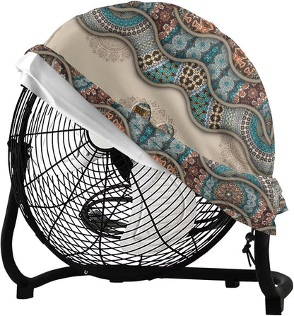 Boho Paw Print Industrial Fan Cover, Waterproof & Dustproof for 24" High Velocity Heavy Duty Drum Fan